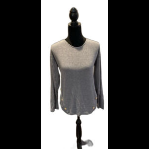 Blu Pepper T Shirt Blouse Size Medium Gray Pullover Patch Elbows Button Sides